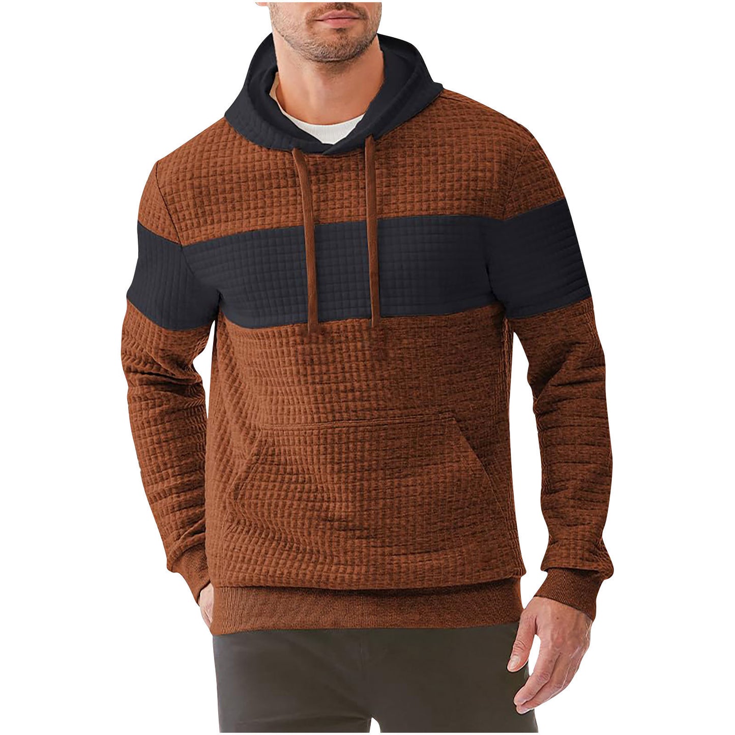 Men's Hooded Long-sleeved Sweater Drawstring