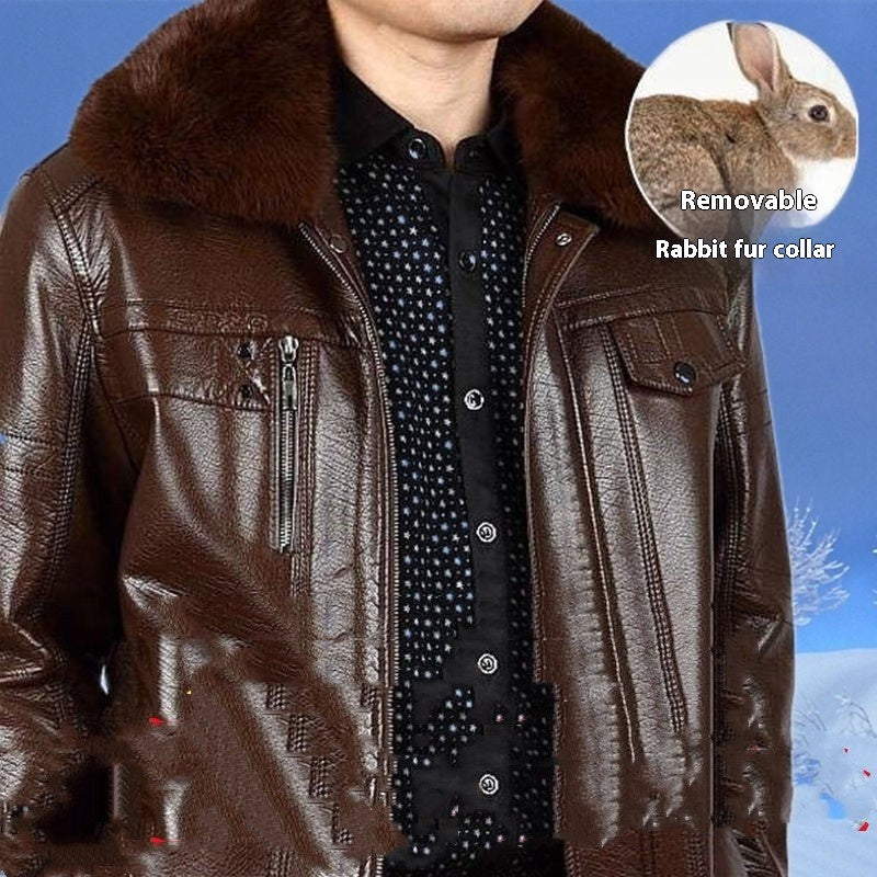 Winter Clothes Middle-aged Men's Leather Jacket