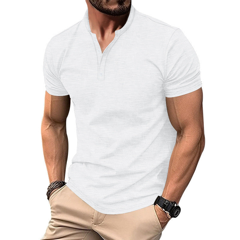 Retro Casual Cotton Solid Color Short Sleeve