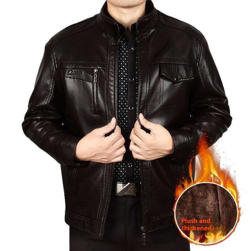 Winter Clothes Middle-aged Men's Leather Jacket